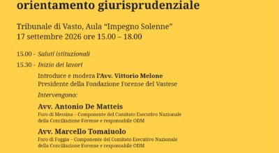 Convegno del 17 settembre 2026 presso il Tribunale di Vasto